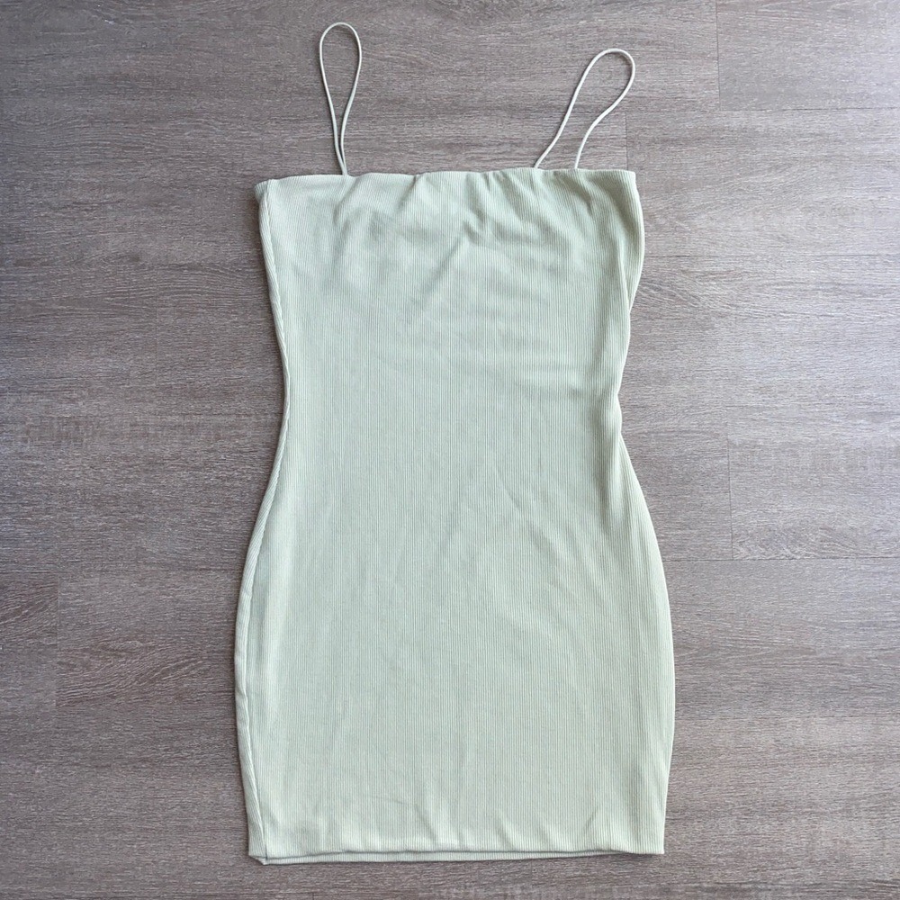 Love Tree Ribbed Cami Summer Midi Spaghetti Strap Dress in Moss Green‎ 1256